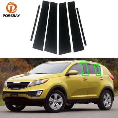 6 buc. pentru Kia Sportage 2011-2016 mașină negru lucios stâlpi stâlpi uși acoperire autocolant accesorii de decorare