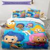 3pcs Bubble Guppies Design Cover Set - HD Printed Bedding with 1 Cover and 2 Pillowcases - Perfect for Home and Dorm Decor