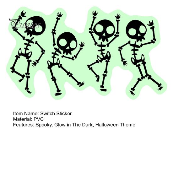 Luminous Skeleton Decals for Light Switches Halloween Switch PVC Sticker, Glow in The Dark Horror Theme Room Accessories Decal, Wall Sticker