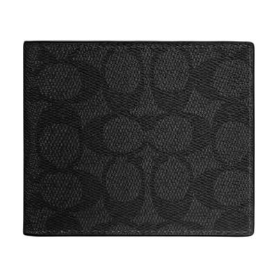 11 Design con Stampa Logo Firma Portafoglio in Tela Rivestita Portafoglio da Uomo Nero Grigio CY406-QBMI5