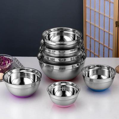 201 Edelstahl Nichtmagnetisches Salatschüssel-Set mit Silikonboden - Ideal zum Backen & Eierschlagen