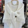 Winter Warm Wool Blended Scarves for Women Solid Color 175cm Large Triangle Shawl with Tassels