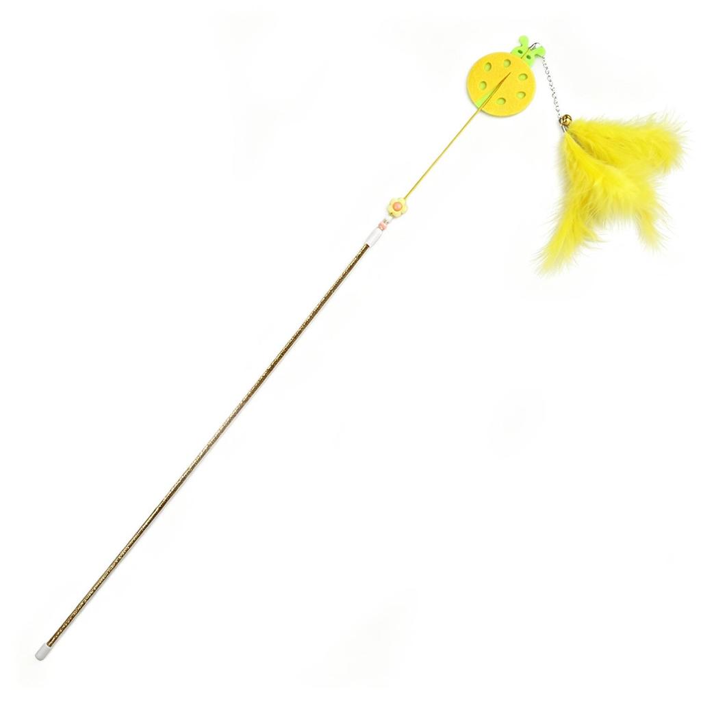 Bite-Resistant Feather Cat Teaser with Bell - Long Handle Toy for Self-Entertainment and Boredom Relief