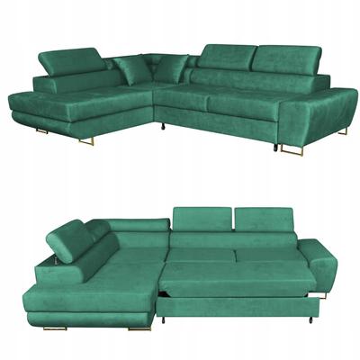Corner Sofa Bed, Extendable, F, Bosso, Left, Family Furniture, Green Velvet