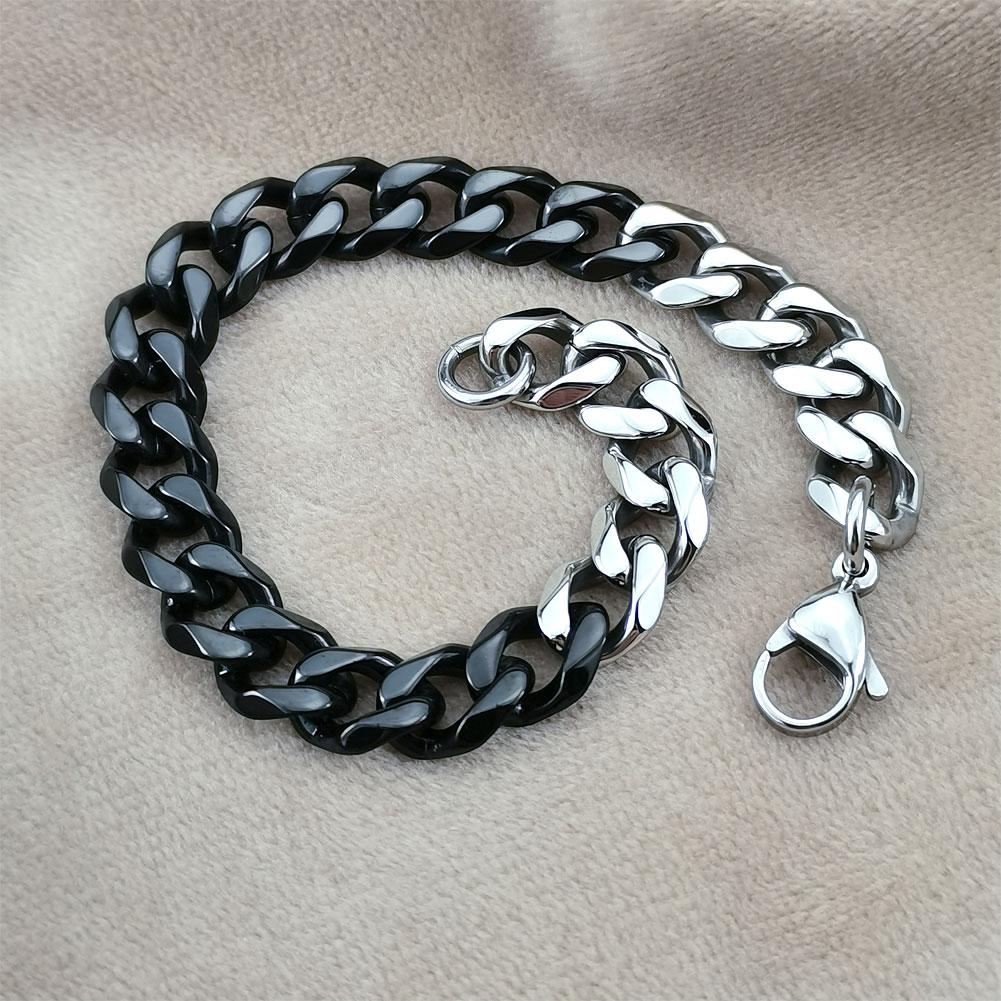 New 316L stainless steel Primary color and black dual Hip hop bracelet anklet