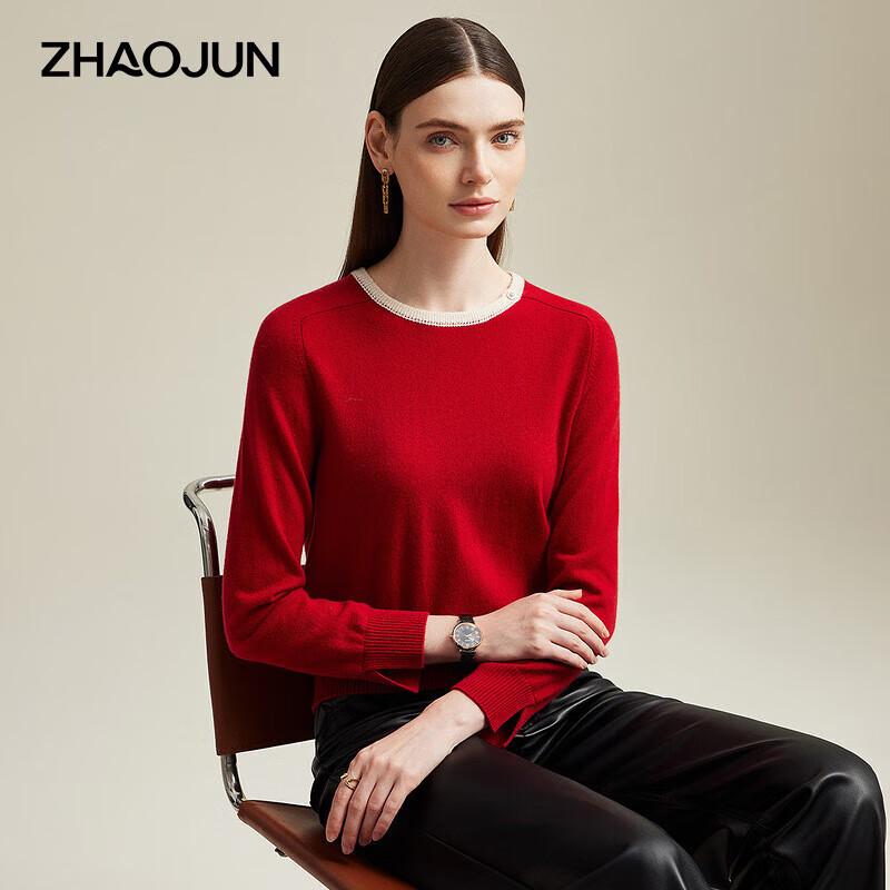 Zhaojun Women's Round Neck Long Sleeve Cashmere Sweater