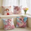 Anime CCardcaptor SSakura Pink Cushion Cover Square Short Plush Pillow Case Living Room Sofa Home Decor Funda X