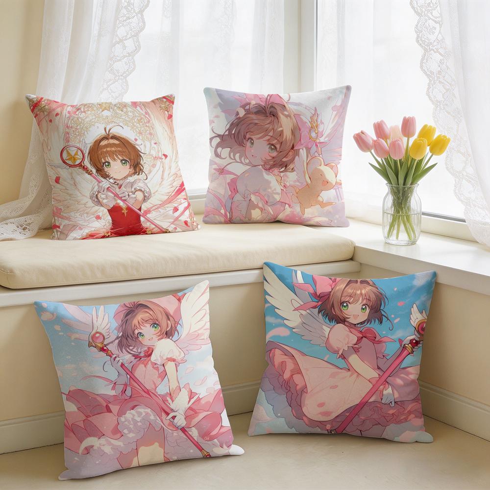 Anime CCardcaptor SSakura Pink Cushion Cover Square Short Plush Pillow Case Living Room Sofa Home Decor Funda X
