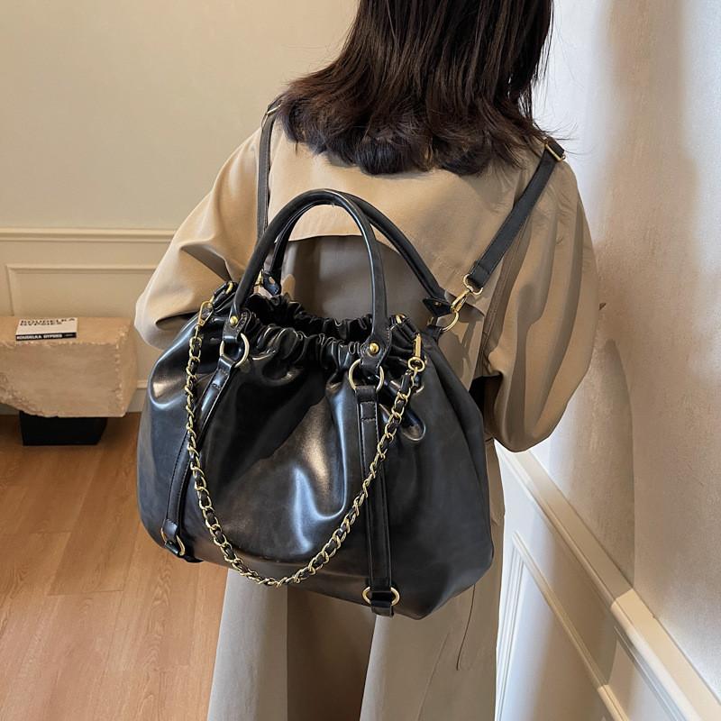 Ielgy High-End Soft Leather Backpack Large Capacity Commuter Shoulder Cross-Body Retro Multifunctional Backpack