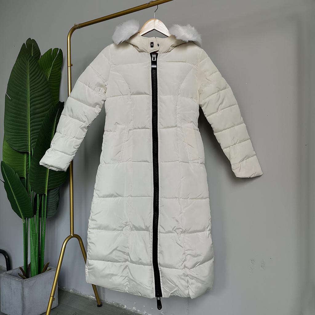 Women Winter Hooded Fur Collar Jacket Coat Parka Thicken Warm Long Chaqueta Slim Zipper Pocket Solid Color