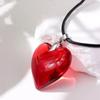 Rotes Herz Choker-Halskette Bunte Glasur Herz-Anhänger Halskette Große Herz-Schmuckstücke für Frauen Mädchen Herz-Anhänger Halskette