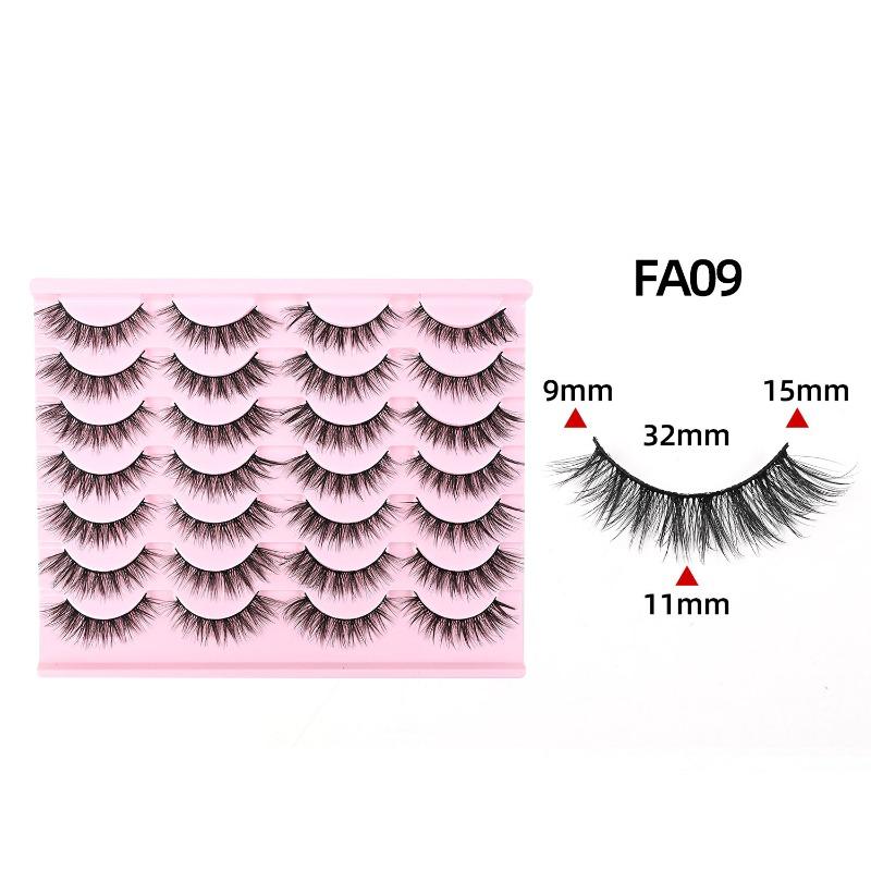 Cross-border European and American Style Flared Lashes, 14 Pairs of Thick, Curled, Naturally Three-dimensional One-piece Lashes