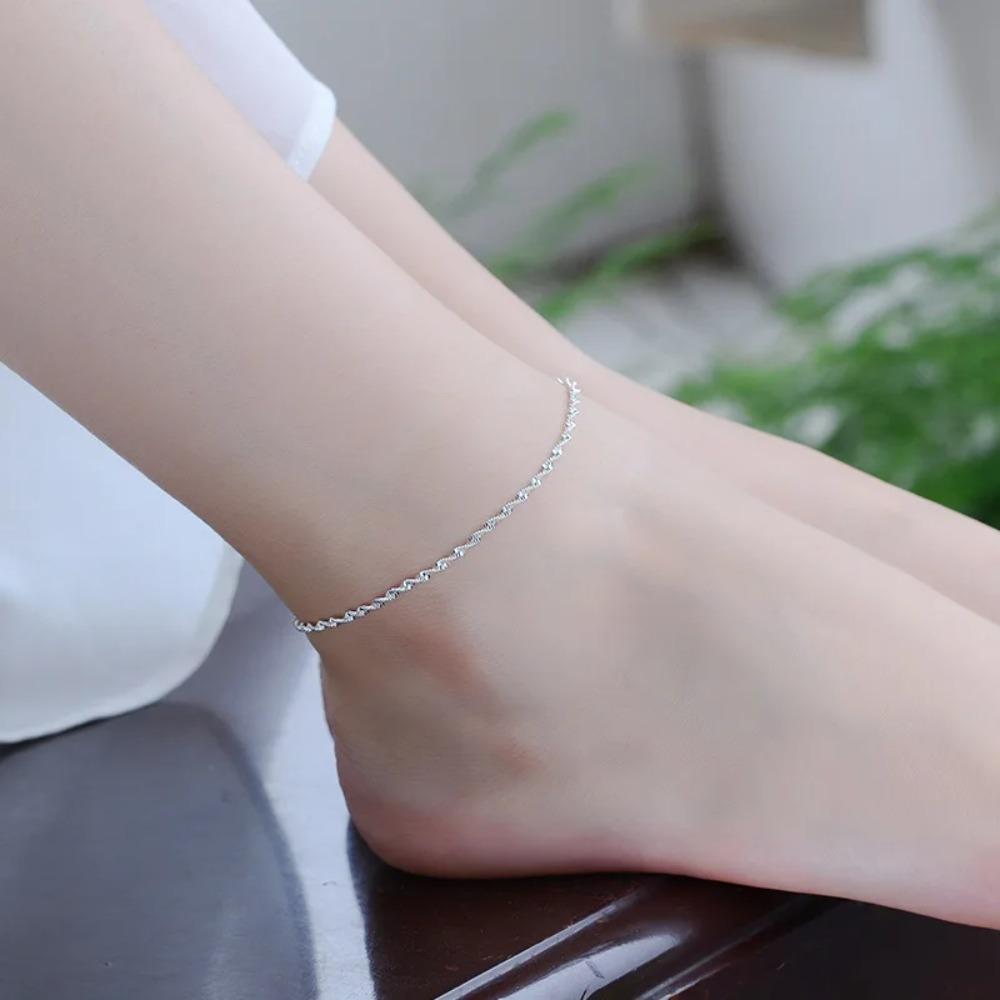 925 Silver Butterfly Anklet for Women Delicate Zircon Tassel Bracelet Summer Jewelry Dropship