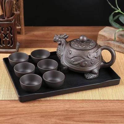 Yaratıcı Mor Kum Çay Seti Seramik Bardaklar ve Kupalar Su Isıtıcıları Shu Puer Çin Çay Kupası Kahve Kupası Çaydanlık Çay Takımı Yixing Su Isıtıcısı Pot