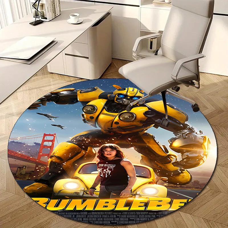 1pc Bumblebee1 Design Printed Area Round Carpet for Bedroom Living Room Home Decor Rugs Mat Non Slip Mat Rug for Bedside