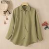 ZANZEA Women Turn Down Collar Loose Long Sleeve Clasic Blouse