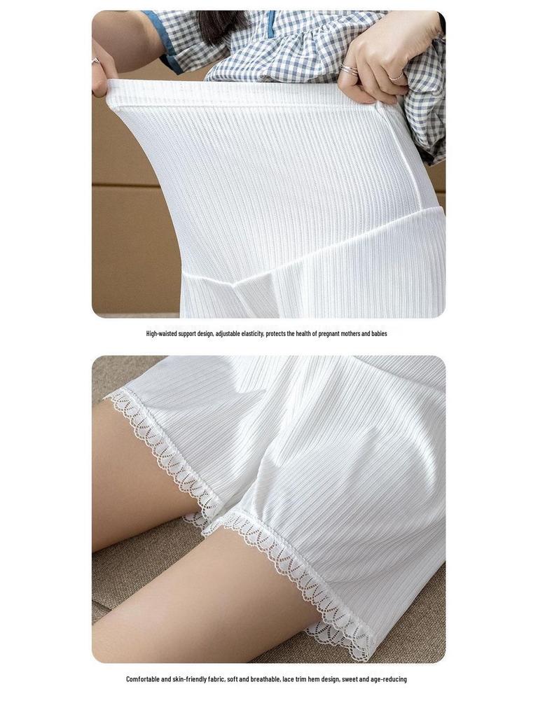 Maternity Ice Silk High-Waist Loose Pants - Summer, Adjustable, Plus Size, Anti-Exposure