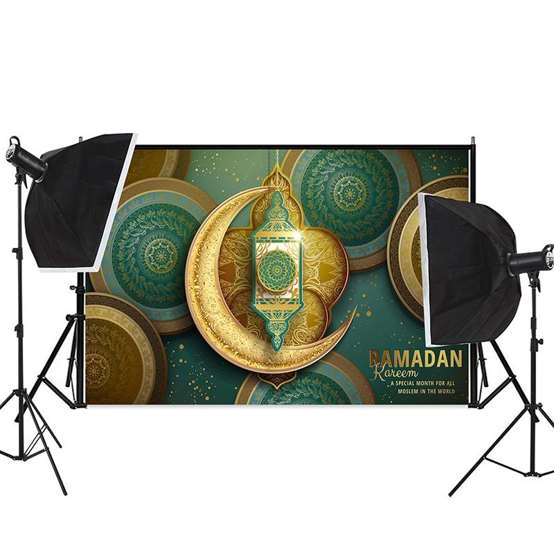 Eid Mubarak Backdrops Mosque Moon Muslim Ramadan Kareem Islamic Festival Portrait Photo Background for Photography Props