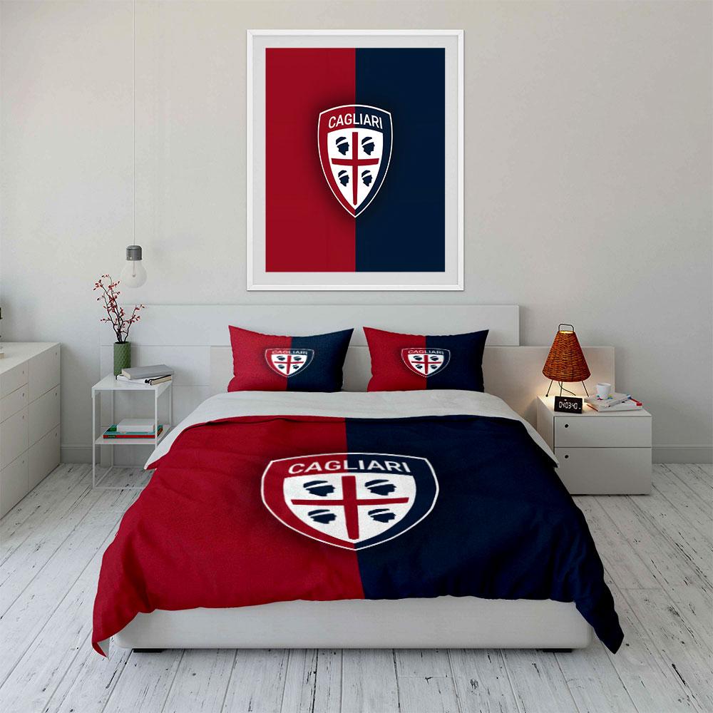 Cagliari-Logo auf Streifen. Bettwäsche-Sets Bettbezug-Sets Bettbezüge Kissenbezüge(1*Bettbezug 2*Kissenbezüge ohne Bettdecke)