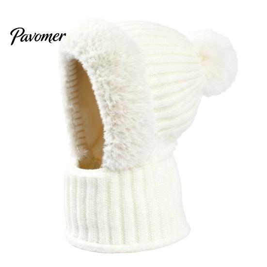 Passamontagna Invernale per Uomo e Donna, Passamontagna Antivento, Cappello Maschera da Sci a Maglia, Cappello a Maglia Foderato in Pile con Scaldacollo Scalda Teste, Pompon, Accogliente Freddo