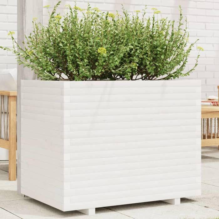 VidaXL Planter White 90x60x72.5 Cm Solid Pine Wood, Outdoor Planter, Flower Box, Tomato Planter, Planter of 3282605
