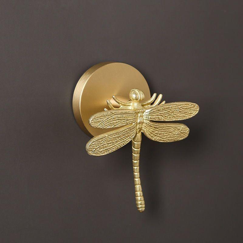 Leaf Ginkgo Brass Angel Bird Dragonfly Wall Hook With Adhesive For Door Decor