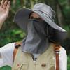 Summer Bucket Hat, Breathable Quick-Dry Fisherman Hat with Detachable Face Neck Guard, Adjustable Drawstring Sun Protection Hat for Outdoor Gardening