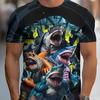 Lustiges KI-Hai-Muster T-Shirt für Männer Meeresbewohner 3D-gedruckte T-Shirts Tralalero Tralala Kurzarm Rundhals Oberteile T-Shirts