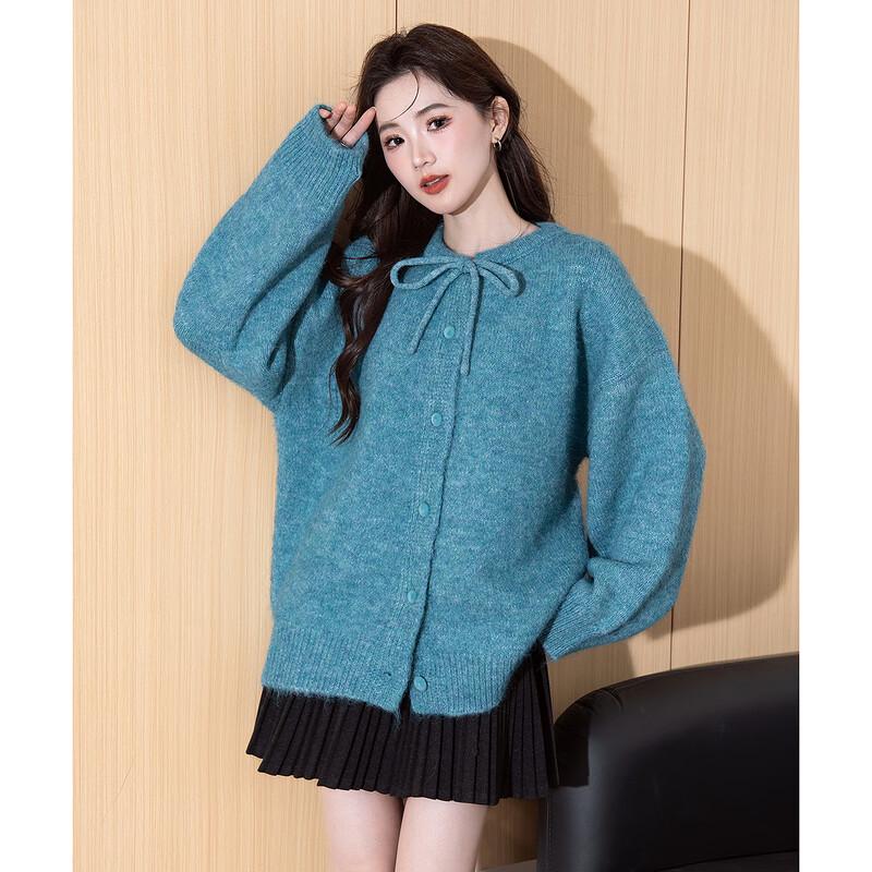 

TonLion Women s Relaxed Round Neck Cardigan with Tie-Strap M