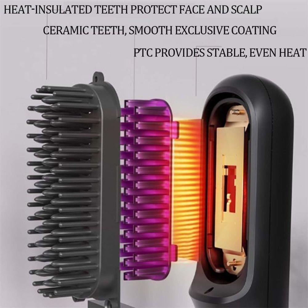 Cordless Hair Straightener Comb Anti-Scald Electric Heated Hair Comb  Hair Styling Tool
