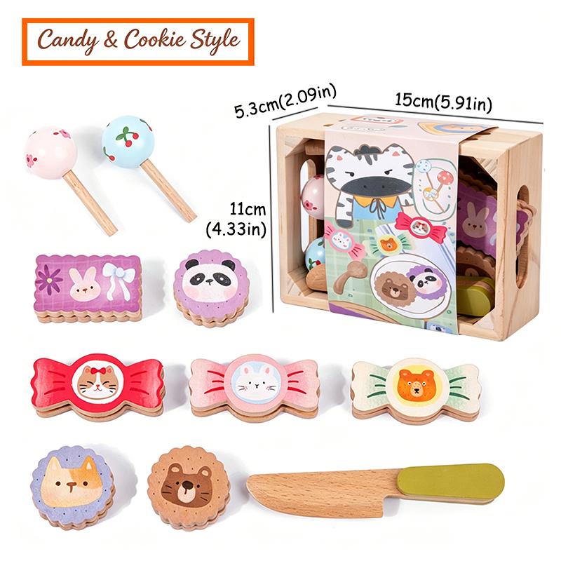 Conjunto de Brinquedos de Cozinha de Madeira para Brincadeiras de Faz de Conta Gancho Magnético Velcro Frutas Legumes Carne Sobremesa Brinquedos Educativos de Role Play