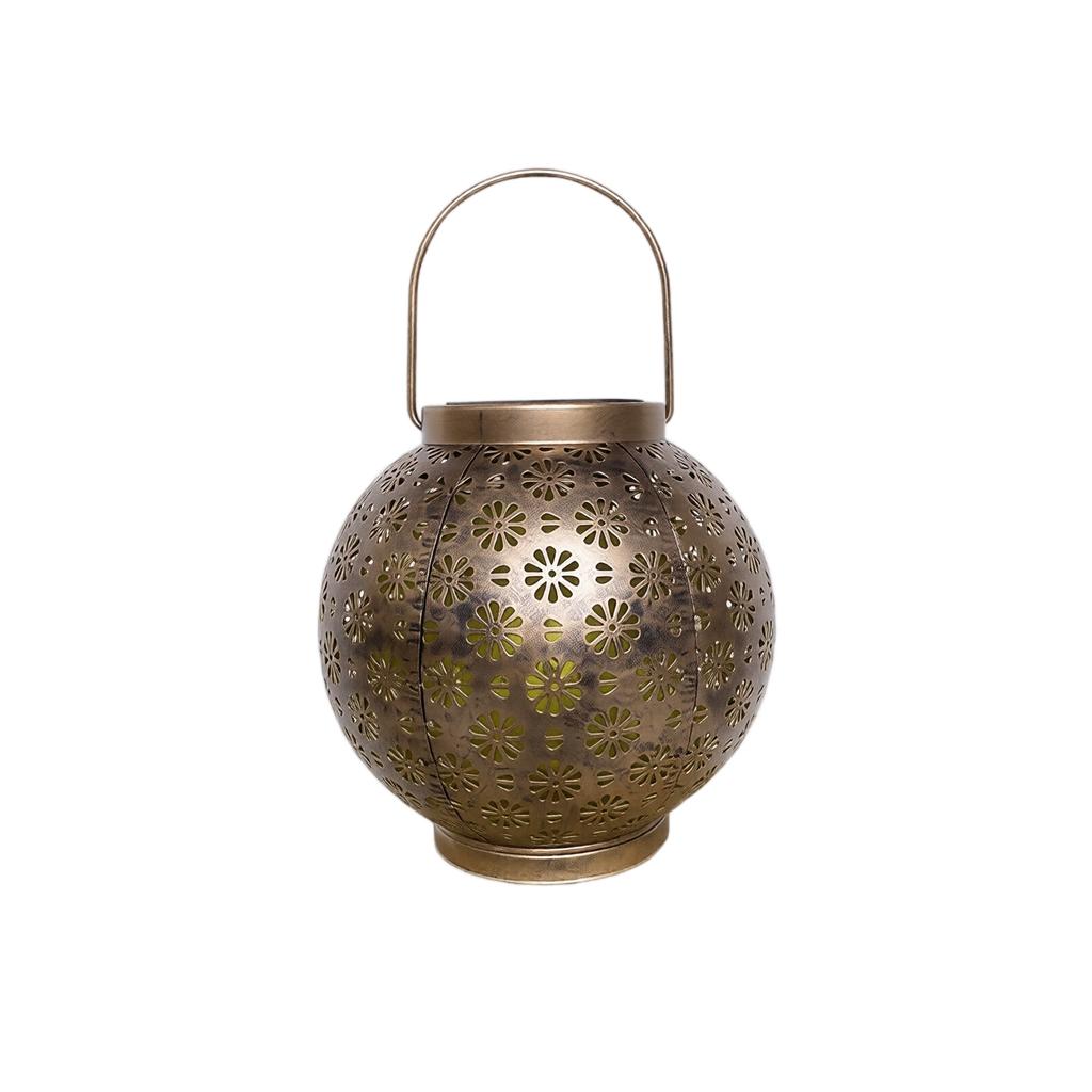 Solar Lantern Outdoor Decorative Metal Garden Light Hollow Pattern Projection Lamp with Tree Design for Patio Yard Pathway Lighting