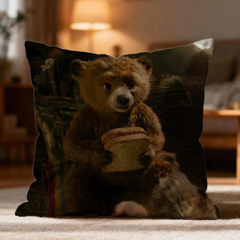 Fashion P-PPaddington Bear Cushion Cover Soft Washable Pillow Case Multi-Scene for Couch Bed Travel Office Use