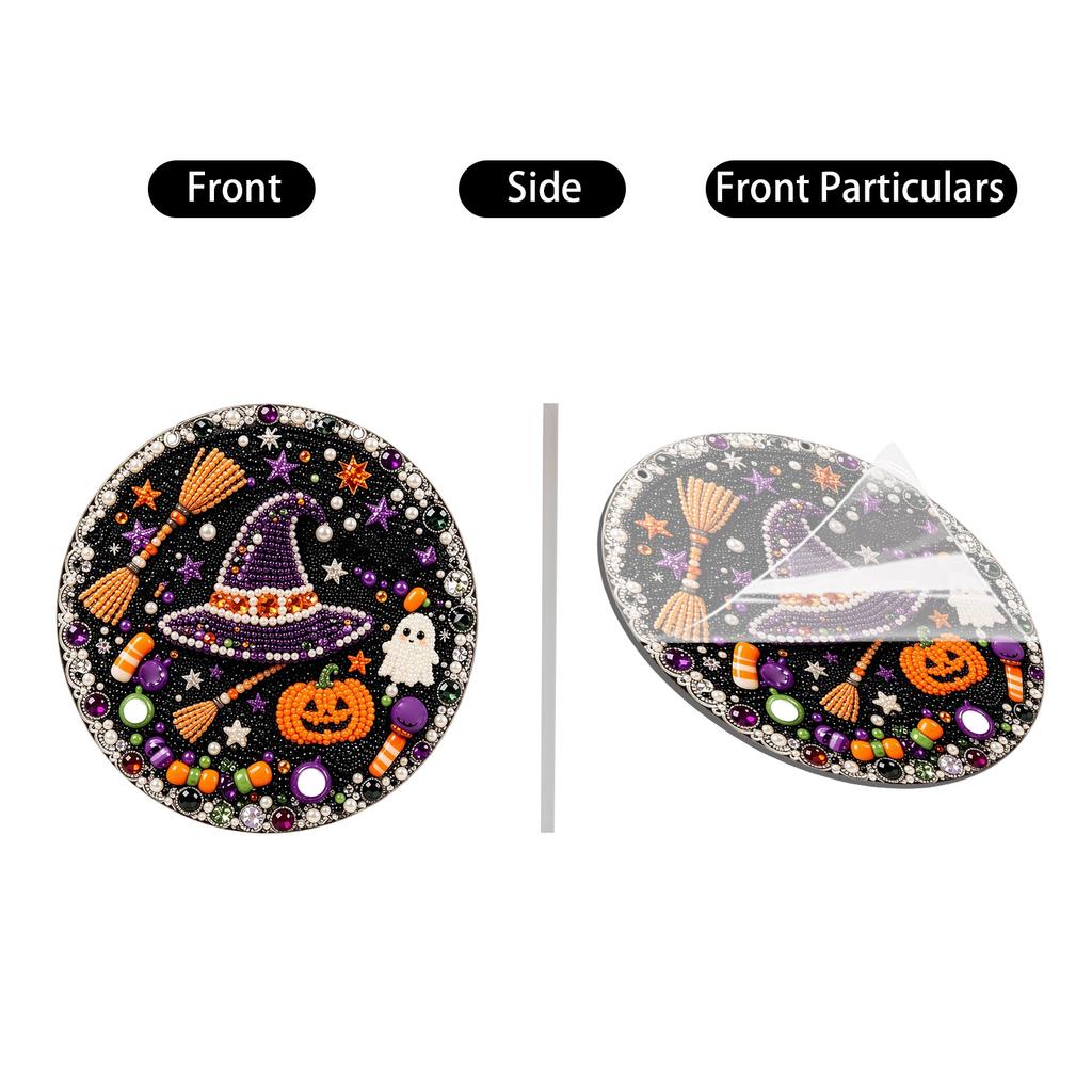 Halloween Hanging Ornament Set, Kit with Rhinestones, Acrylic Sign, DIY
