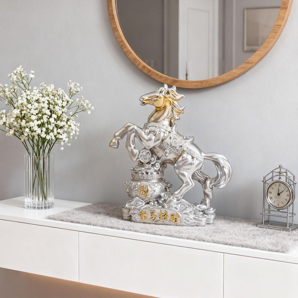 Horse Art Figurine, Modern Handmade Feng Shui Horse Year Ornament, Money Horse Statue for Guest Room Desk Decoration