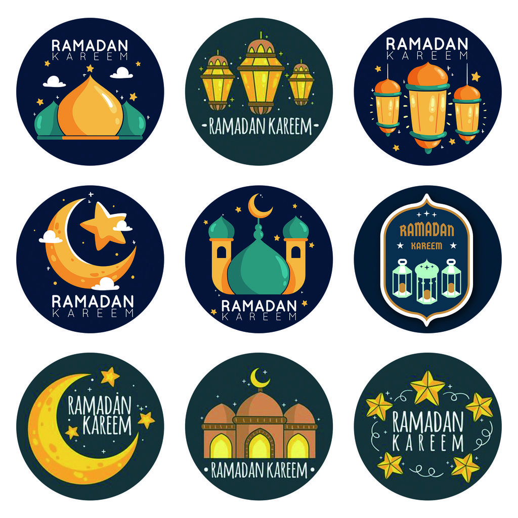 60-120pcs Eid Ramadan Kareem Decor Ramadan Mubarak Stickers Muslim Islamic Kareem Happy Aid Gifts Ramadan and Eid Decor for Home