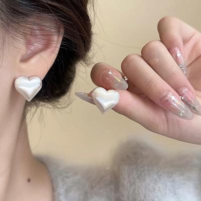 Vintage Heart Stud Piercing Earrings For Women Girl Korean Fashion New Trendy Jewelry Accessories Gift Party Daily