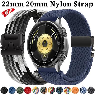 22/20mm Nylonový pletený řemínek Pro Huawei Watch 5 GT6-5 Pro GT6-5-4 46mm Padáková přezka Prodyšný řemínek Pro Samsung Watch 7 6