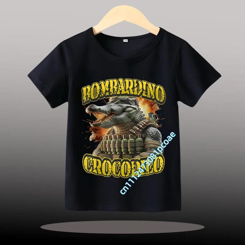 Children Unisex T-shirt Girl Boy Italian Brainrot Animals Kids Tung Tung Tung Sahur Short Sleeve Funny Meme Tee Summer Clothing