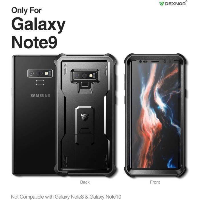 Coque de Protection - DEXNOR - Samsung Galaxy Note 9 - Qualité Militaire - Béquille Intégrée - Noir