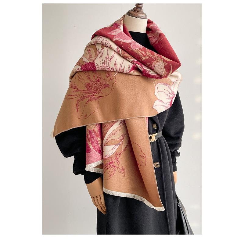 Women S Jacquard Faux Cashmere Scarf Winter Warm Thick Versatile Shawl