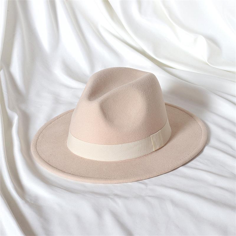 Skórzany Różowy Kapelusz Fedora z Szerokim Rondem Jazzowy Kapelusz Jesień/Zima Klasyczny Elegancki Kapelusz Panama Kapelusz Dżentelmena Sombrero