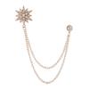 6xStar Lapel Pin Brooch with Tassel Chain, Rhinestone Embellished for Men's Suits, Alloy