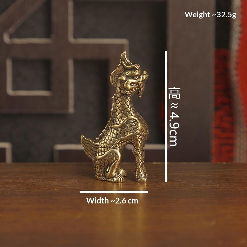 Brass Small Statue Desktop Ornament Chinese Mythical Beast Figurines Retro Home Feng Shui Decorations Crafts