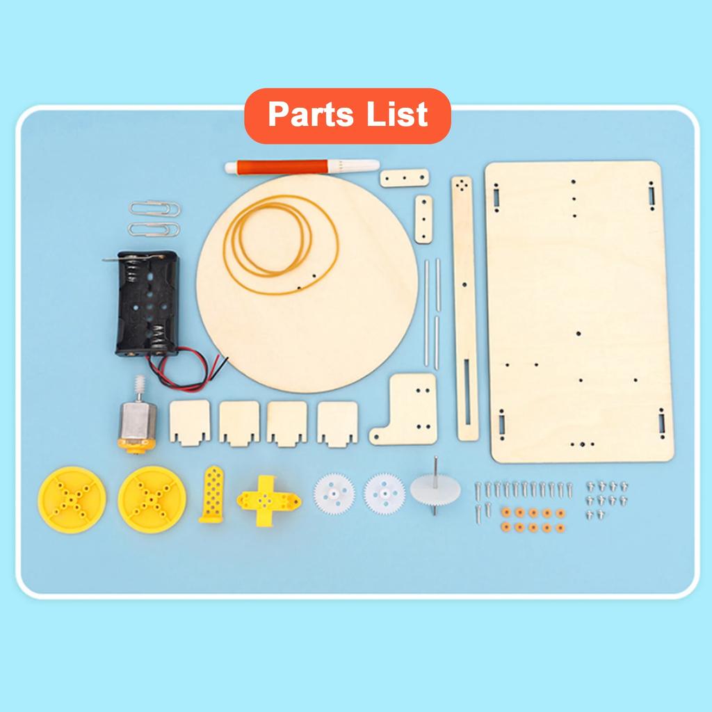 DIY Creative Wooden Electric Plotter Drawing Robot STEM Kids Model - Automatic Painting Science Electronics Kits Experiment