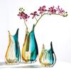 Creative Two-Color Gradient Glass Vase Modern Irregular Shaped Colorful Hydroponic Vase Flower Arrangement Crystal Vase Decor
