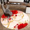 Elegante Rote Rose Stuhlmatte Luxuriöses Florales Design für Wohnkultur, Büroteppich, Wohnzimmergeschenk, Schlafzimmerboden