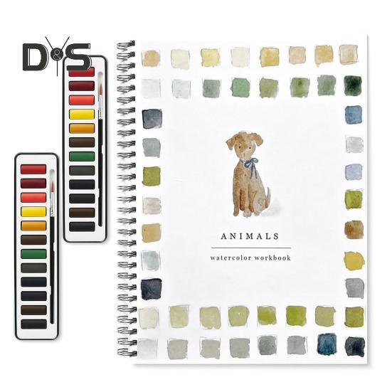 

Рабочая тетрадь по акварели, набор из 12 акварельных красок, для начинающих, для птиц, цветов, акварельная книга для детей, взрослых, подростков A