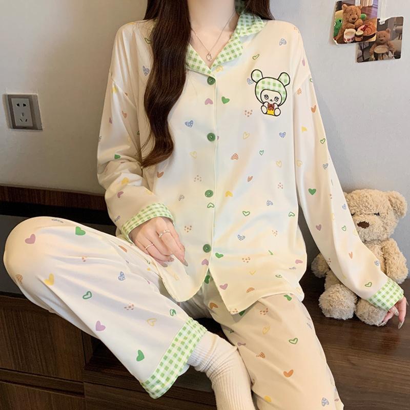 High Value, Sweet Ins Style, Cute Imitation Cotton Pajamas, Women's Casual Loungewear, Long Sleeves and Trousers Two-piece Set
