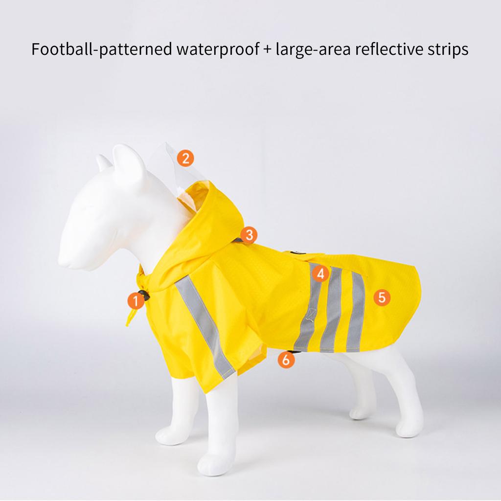 Water Resistant Dog Raincoat With High Density PU Fabric Reflective Strips For Night Safety And Rainy Day Protections